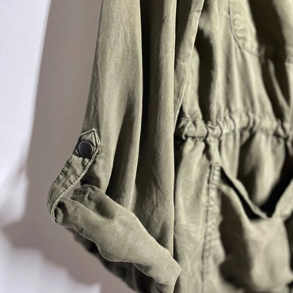 Social Standard By Sanctuary Womens Olive Tencel Safari Utility Jacket Size XL - Picture 3 of 9